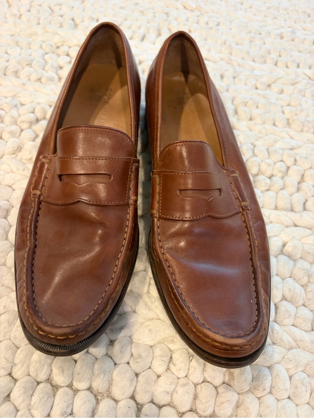 Cole Haan Men's Chestnut Brown Leather Penny Loafers